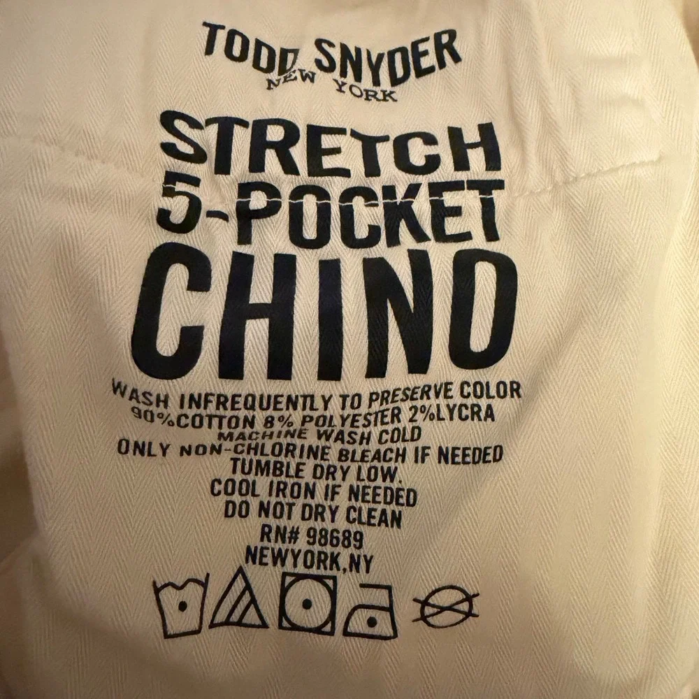Todd Snyder‎ Chino Pants Mens 32x34 Cream Slim Fit 5-Pocket Stretch Beige Jeans